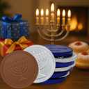 The Dreidel Company Blue & Silver Hanukkah Milk Chocolate Gelt, 25 Coins per Bag, 3 Bags, Total of 75 Coins, Hanukkah Design Menorah & Dreidel Design, Non GMO, Kosher Certified OU-D (EXP 11/02/27)