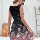 AUSELILY Womens Summer Dresses 2025 Casual Sleeveless Sundress Beach Vacation Flowy Tiered Short Dresses with Pockets (Black, L)