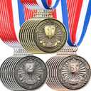 Award Medals 1st 2nd 3rd Place Medals Metal Winner Trophy Awards Gold Silver Bronze Prizes for Sports Competitions Party, 2 Inches (Classic Color)