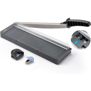 12" Guillotine Paper Cutter,Accurate Paper Trimmer Cutting with Safety Guard & Blade Lock, 8 Sheet Capacity, Portable Heavy Duty Paper Cutter for Cardstock,Label,Vinyl & Photos