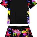 ADUKIDE Girls Rash Guard Swimsuit 2-Piece Bathing Suit UPF 50+ Summer Beach Swimwear Size 7-16T (Black)