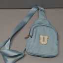 Birthday Gifts for for Girls Women- Personalized Initial Sling Bag Cross Body Bag Fashion Waist Packs Trendy Travel Fanny Pack with Initial Letter Patch Cute Stuff Blue U