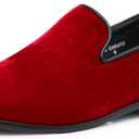Enzo Romeo Men's Fashion Formal Tuxedo Slip On Loafer Velvet Dress Shoes SKO03 (7, Red)