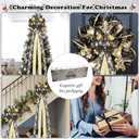 Choies Christmas Tree Topper Bow,53x13 Inches Large Christmas Bow with Glitter Streamer and Patterned Ribbon,Black and Gold Tree Topper Bows for Xmas Tree Wreaths Door Staircase Home Decor