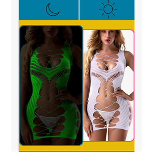 Sexy Lingerie for Women Fishnet Halter Chemise Deep V Hot Mesh Mini Dress Bodysuit Valentine's Day Stripper Outfits