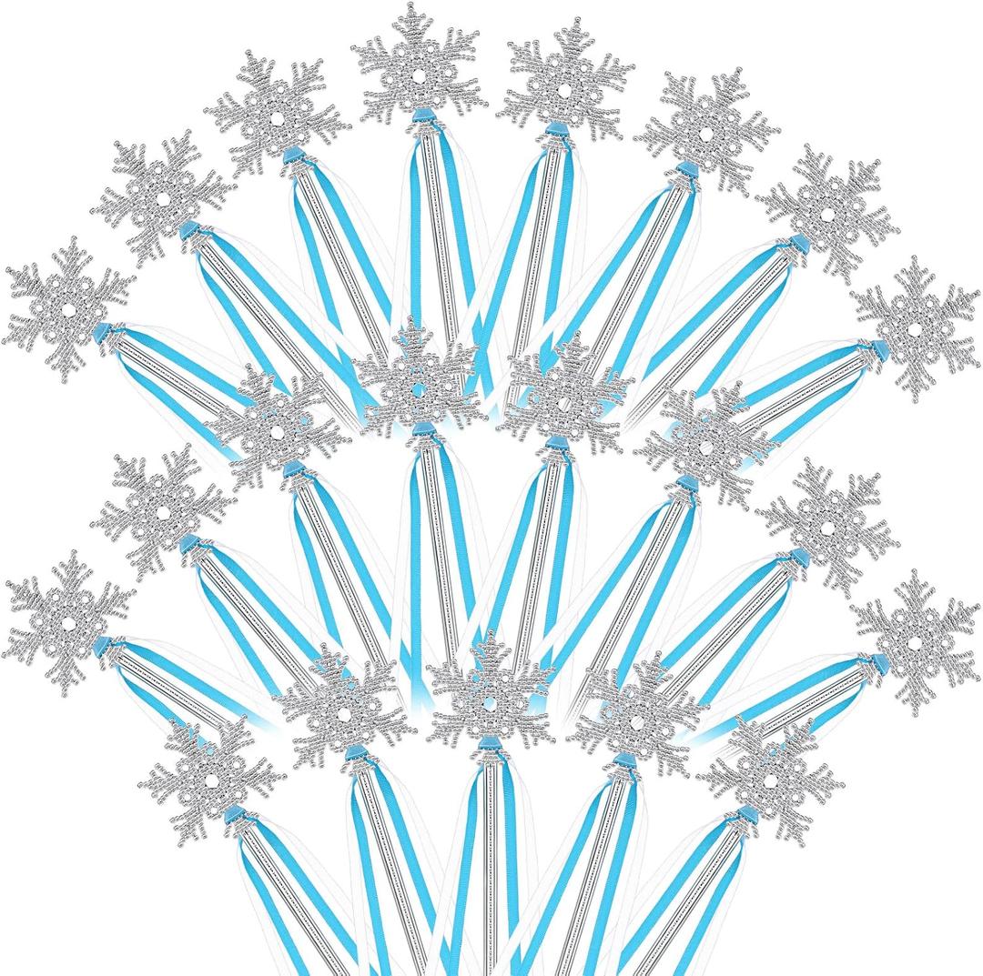 Civaner 21 Pieces Winter snowflake magic wands Princess Wand Silver Magic Ice Princess Snowflake Dazzling Party Favors for Birthday Party Playing Dress