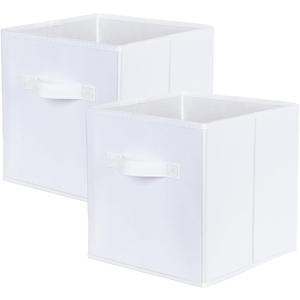 ShellKingdom Storage Bins, Foldable Fabric Storage Cubes and Cloth Organizer Drawer for Closet and Toys, 2 Pack (White)