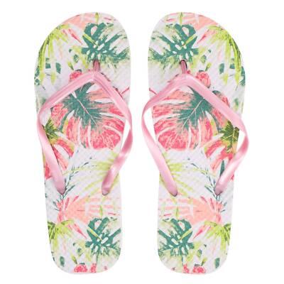 Tropical Print Women's Rubber Flip Flops Shoes Beach Sandals, 7/8M