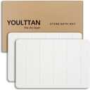Home Bath Stone Mat 24"x16" (2-Pack)  Quick-Dry, Non-Slip Diatomaceous Earth Mat, Stylish & Absorbent, White Straight