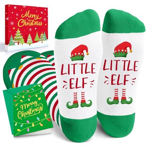 HAPPYPOP Christmas Gifts Stocking Socks - Elf Striped Knee High Socks for Women Men Teen Girls Boys, Xmas Stocking Stuffers