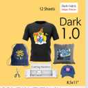 TransOurDream Heat Transfer Paper for Dark T Shirts (12 Sheets, 8.5x11", Dark 1.0) Iron on Transfers Paper for Inkjet Printer Printable Heat Transfer Vinyl for Dark Fabrics