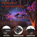 Halloween Decorations Spider Web Lights 6FT 60LED Battery Operated/USB Powered with Black Spider with Timer 8 Modes Indoor Outdoor for Halloween Decor, Orange&Purple