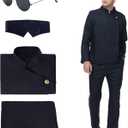 High School Cosplay Costume Men's Halloween School Uniform Costume Cosplay Jacket Pants with Glasses (Medium, Blue)