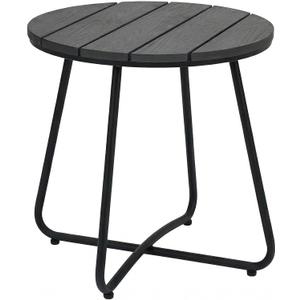 danpinera Outdoor Side Tables, HDPS Patio Table with Metal Legs, 18 Inch Outdoor Small Round Table for Garden, Backyard, Porch, Deck, Balcony, Poolside, 18"L 18"W 18.11"H