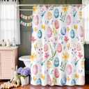 Easter Shower Curtains for Bathroom Easter Eggs Spring Stall Shower Curtain Set Waterproof Polyester Bathroom Curtains Floral Leaves Bathtub Decorations 72x72 Inch