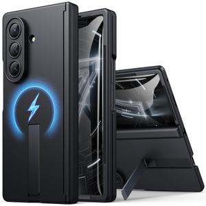 for Samsung Galaxy Z Fold 7 Case with Stand, Magnetic Compatible with MagSafe, Front Screen Protector, Camera & Hinge Protection, Slim Rugged Full Body Phone Cover for Samsung ZFold 7, Black