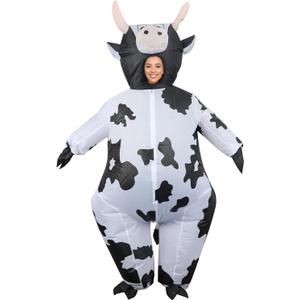 Cow Costume Adult,Inflatable Cow Costume,Milk Cow Blow Up Suit Funny Costume for Halloween Party (White)