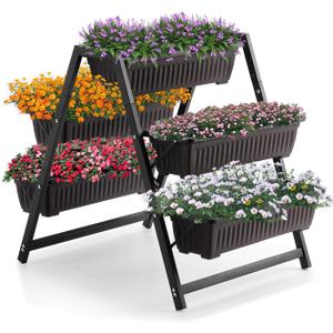 Raised Garden Planter Bed, Tiered Planter Stand with 5 Boxes, 25" Long*30" Wide*31" Tall, Vertical Raised Garden Bed for Herbs, Flowers, or Vegetables in Patio Balcony Indoor Outdoor