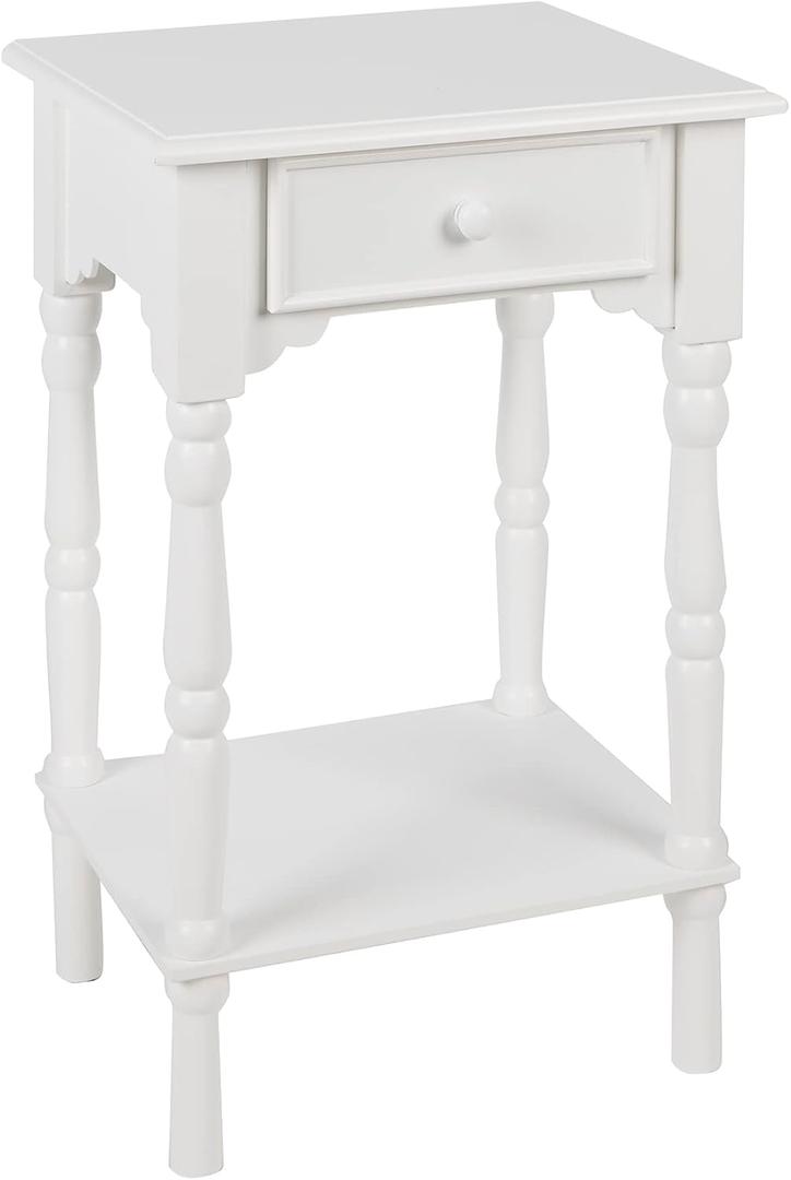 Decor Therapy Jane 1-Drawer Accent Table, Satin White 14"D x 17"W x 26"H