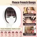 Clip in Bangs, Synthetic Wispy Bangs Hair Clip, Medium Brown Fake Bangs Fringe with Temples Hairpieces for Women Natural Curved Hair Extensions for Daily Wear