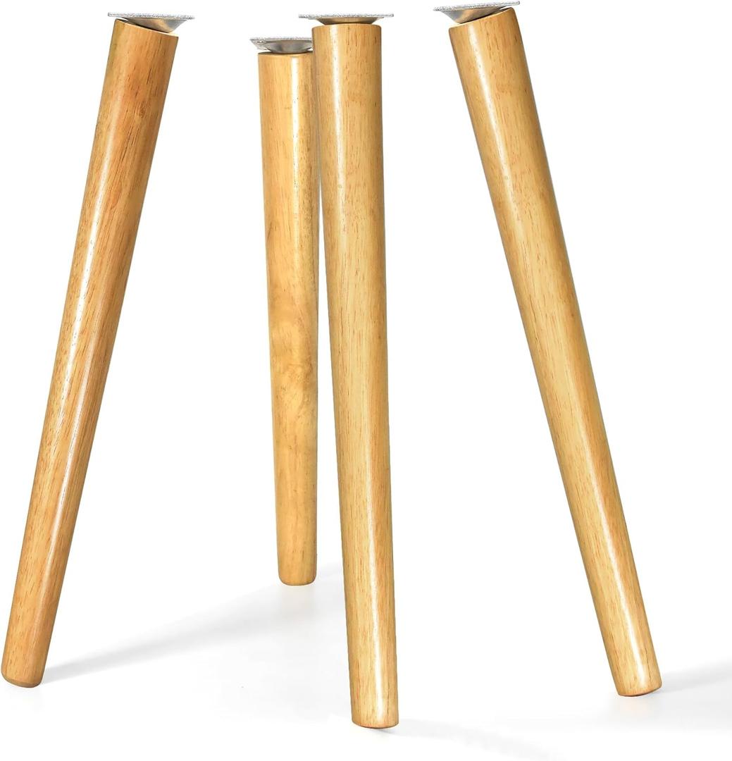 Sopicoz Table Legs 16 inch Wood Furniture Legs for Coffee Table End Table Mid-Century Modern DIY Furniture Tapered Natural Threaded M8 Hanger Bolts Pack of 4