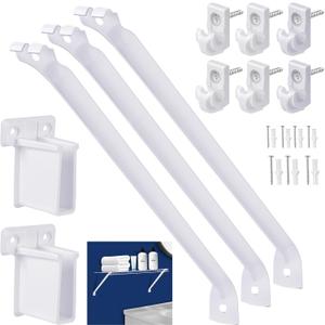 12 Inch Wire Shelf Brackets Set, Includes 3Wire Rack Support Brackets, 6Wire Shelf Clips and 2End Brackets,Suitability for Wardrobe and Wall Bracket Installation (3, 12 Inch)