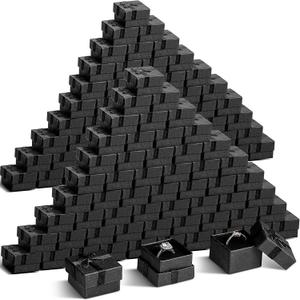 200 Pcs Jewelry Ring Gift Box Black Earring Gift Box for Wedding Ceremony Engagement 1.57 x 1.57 x 1.18 Inch Small Ring Case with Lid Cardboard Foam Velvet Insert for Woman