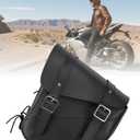 Motorcycle Saddle Bags Leather Motorcycle Solo Swing Arm Bag For Softails Sportsters Choppers Waterproof Side Bags (Black - Left Side, 11.5" x 10.25" x 3.5")
