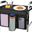 Walker Tray for Folding Walker, Premium Tray for Walker for Seniors with Cup Holder, Walker Trays for Rolling Folding Walker, Walker Accessories for Seniors (Black)