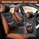 TIEHESYT Leather Car Seat Covers Full Set with Lumbar Support, Waterproof Car Seat Cover, Universal Seat Covers for Cars, Trucks, SUVs, Sedans, Airbag Compatible, Front Pair and Rear, Brown&Black