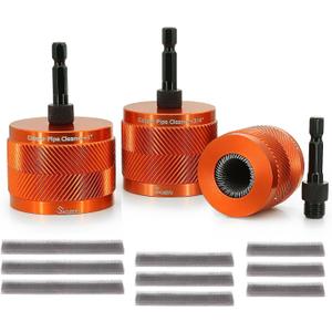 1/2" & 3/4" & 1" Metal Copper Pipe Cleaner Set,with 1/4 Hex Shank,Each Additional 2PCS Replaceable Blades are Provided,for Cleaning Rust, Stains, Paint on Copper Pipes and Various Metal Pipes