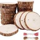 Unfinished Natural Wood Slices 25Pcs 3.1-3.5 inch Wood Coaster Pieces Craft Wood kit Predrilled with Hole Wooden Circles Great for Arts and Crafts Christmas Ornaments DIY Crafts Rustic Wedding