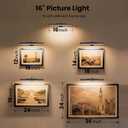 Dimmable Cordless Picture Light for Wall 16n, 5000mAh Rechargeable Battery Wall Sconce Art Light, CRI 95+ 350LM Wall Light for Gallery Artwork, Paintings, Photo, Portraits - Black