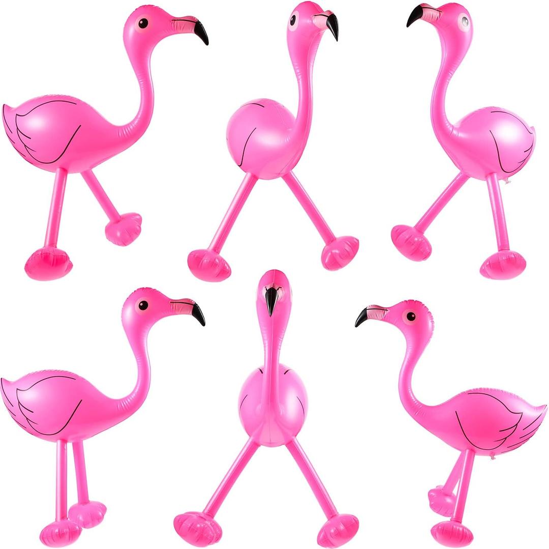 Yaomiao 12 Pieces Inflatable Pink Flamingo Decorations, 22 Inch Blow up Pool Party Yard Lawn Props for Beach Luau Theme, Birthday Events, Summer Outdoor Party Accessories for Adults Kids