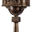 Mailbox Rustproof Cast Aluminum Locking Security Post Mount Mail Box, Large, Bronze