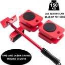 Heavy-Duty Furniture Moving Tool with Wheels, Featuring a Height-Adjustable Lifting Lever and Four-Wheel Sliders, Suitable for Sofas, refrigerators, and Washing Machines. (Blue)