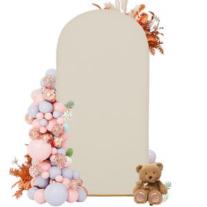 DREAHOTEXTIL 7.2FT Arch Covers,Arch Backdrop Stand Fitted Cover for Wedding Birthday Party Ceremony Banquet Decoration(Off-White,Cover Only)