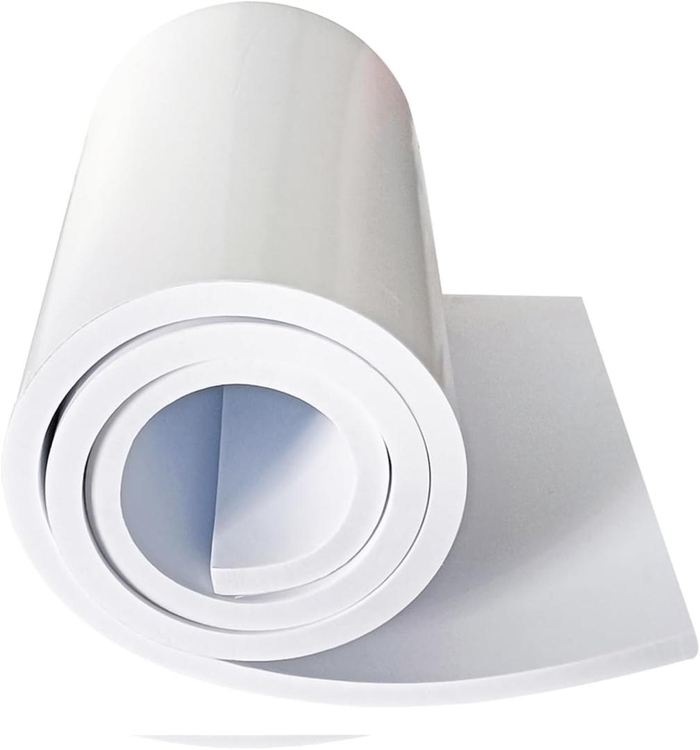 Closed Cell Neoprene Foam Rubber Sheet with Adhesive - 60 x 8 x 1/2 Inch Multi-Function Insulation, Soundproofing, and Weatherproof Foam Padding Easy Cut DIY, White
