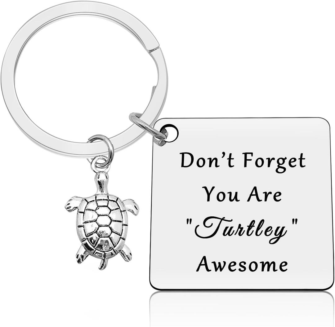 Turtle Lover Encouragement Keychain Gift for Girls Daughter Boys Turtle Inspirational Keychain Sea Ocean Jewelry Turtle Motivational Gift for Women Men Turtle Themed Gifts Keychain Graduation Gifts