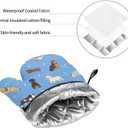 Perinsto Cute Dogs Animals Blue Oven Mitts & Pot Holders 4 Pcs Set, Decorative Heat Resistant Cooking Gloves Microwave Oven Gloves for Kitchen Baking Grilling BBQ
