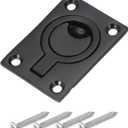 PATIKIL 2-1/2"-1-3/4" Flush Pull Ring Handles, 316 Stainless Steel Square Recessed Door Pull Hidden Boat Hatch Latch with Screws for Marine Yacht Furniture, Black