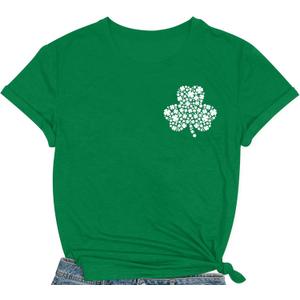 St Patricks Day Shirts for Women Lucky Irish Shamrock Shirt St Pattys Day Short Sleeve (Large, Green5)