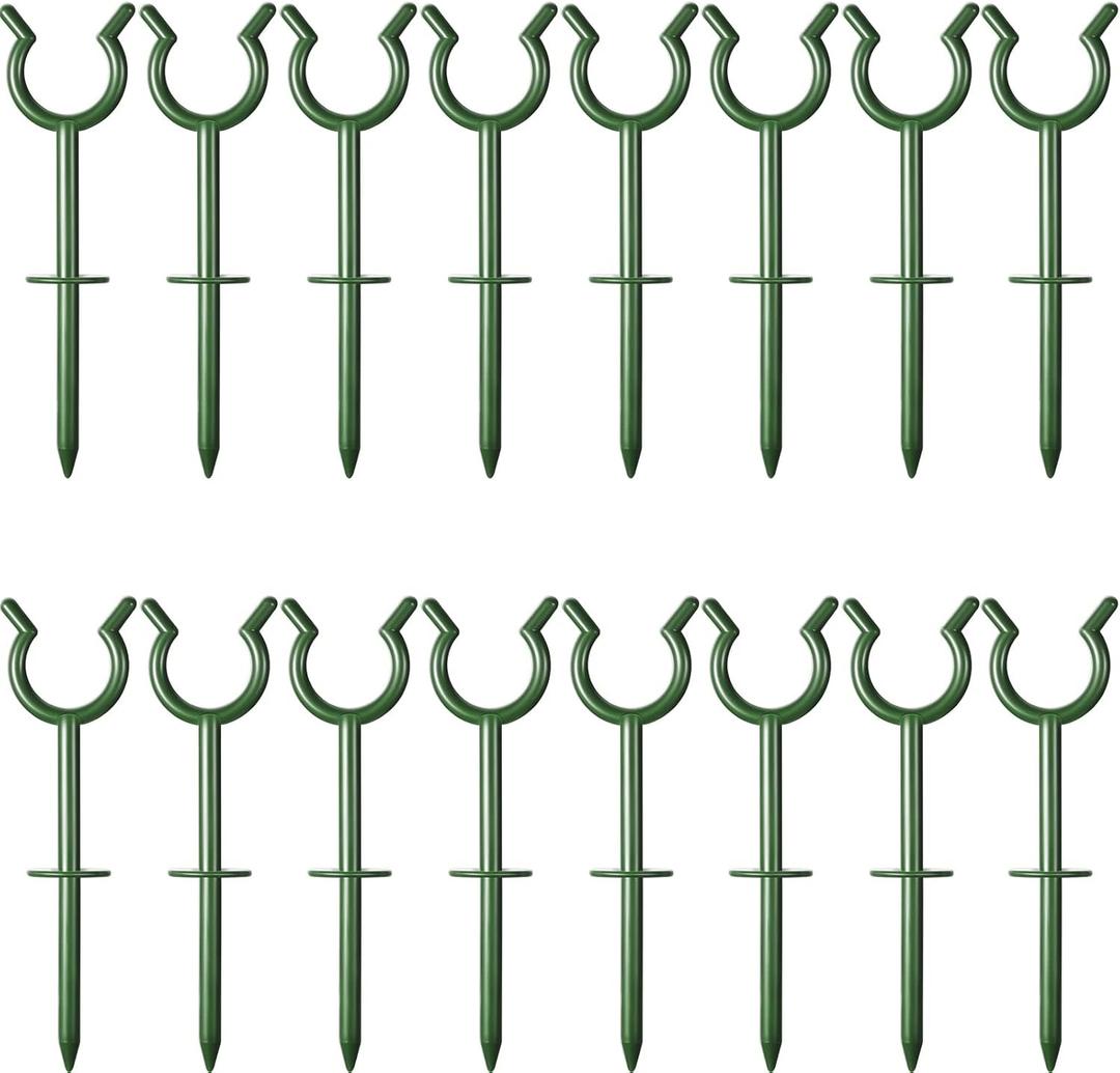 Taiyin 20 Pcs 3/4'' Garden Hose Holder Brackets Garden Guide Holder Decorative Outdoor Guide Stakes Support Spike Plant Tool to Keep Off Lawn for Yard (Green)