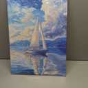 Ocean Canvas Wall Art Sea Sailboat Picture Prints Abstract Seascape Paintings for Living Room Bedroom Office Bathroom Decor Framed(Ocean-5,16.00" x 24.00")