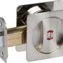 Delaney Hardware 370109 Contemporary Privacy Square Pocket Door Lock - Satin Nickel With Edge Pulls and Color Coded Indicators, Sliding Door Hardware