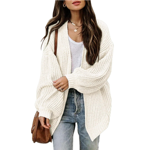 Jhsnjnr Womens Oversized Lantern Long Sleeve Sweaters Casual Chunky Knit Open Front Cardigan (XXL, Beige)