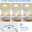 24 Inch Large Led Ceiling Light Flush Mount, 55W, 5500LM, 3000K/4000K/6000K CCT Selectable, B Right Close to Ceiling Round Flat Panel Light for Bedroom,Kitchen,Hallway, White,2PK