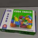 Electric Train Set, Flexible Track Fusion Train Set, DIY Race Car Track Building Kits with Train and Traffic Signs, for 4-10 Year Old Boys Girls Christmas Birthday Party Gifts (81pcs)