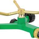 RESTMO 3-Arm Metal Sprinkler with Wheel Base, 360 Degree Automatic Rotary Lawn Sprinkler System for Garden Plant, Flower Bed and Yard Watering and Large Yard Area Watering