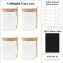 TIPGO Sugar Jar Bath Salt Container 17 oz Glass Jar with Bamboo Lid and Spoon, Sugar Cube Holder and Canister for Countertop, Glass Containers for Coffee Beans, Tea and Overnight Oats (4 Pack)